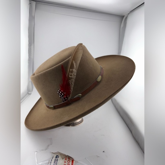 Stetson The Gun Club XXXX Cowboy Hat Size 7 USA Made Brown Leather - Picture 12 of 14